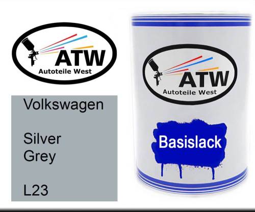 Volkswagen, Silver Grey, L23: 500ml Lackdose, von ATW Autoteile West.